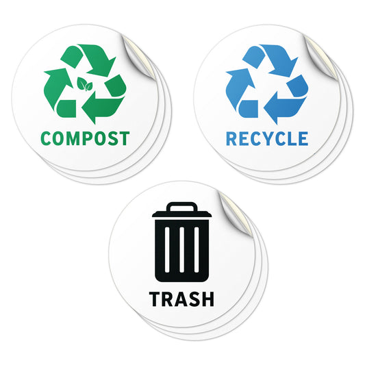 5in Waste Sorting Decal: Trash, Recycle, Compost Sticker (Bundle Mix)