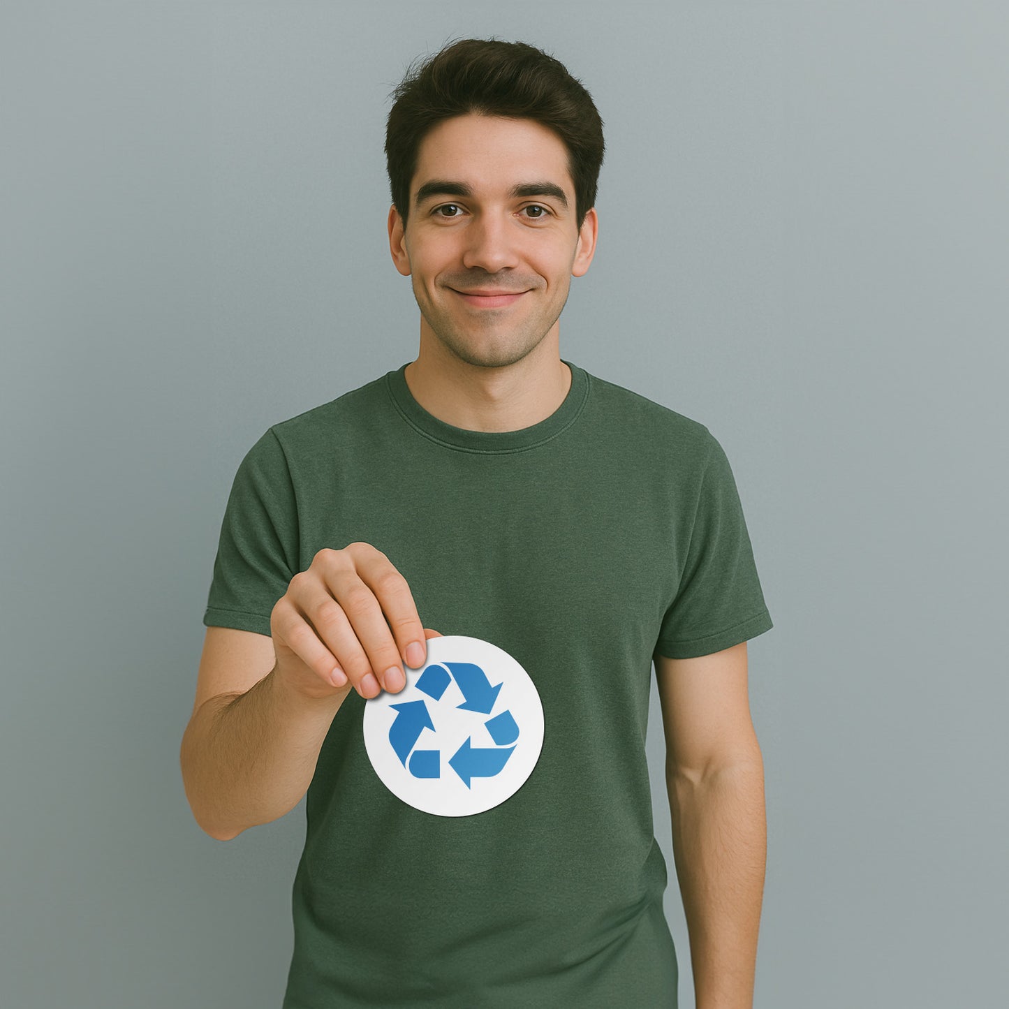 5 inch Recycle Bin Label: Universal Vinyl Sticker (Blue Logo)
