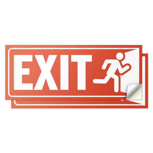 10 x 4in Exit Signs: Red Vinyl Durable Decal