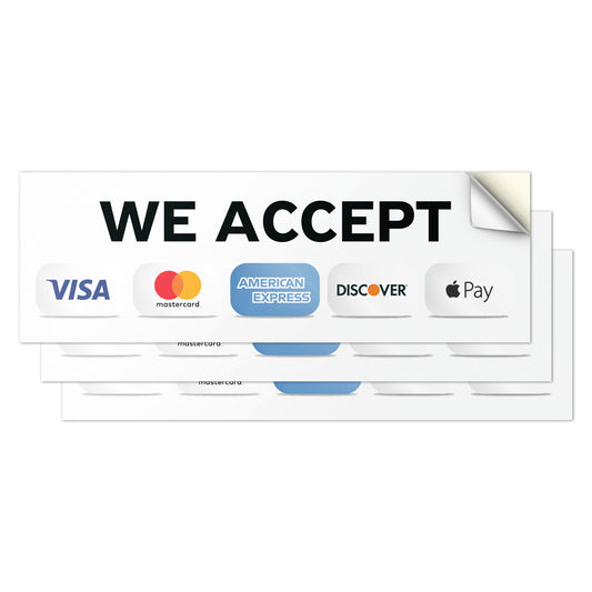 9 x 3in Payment Sticker: We Accept Credit Cards Vinyl Decal