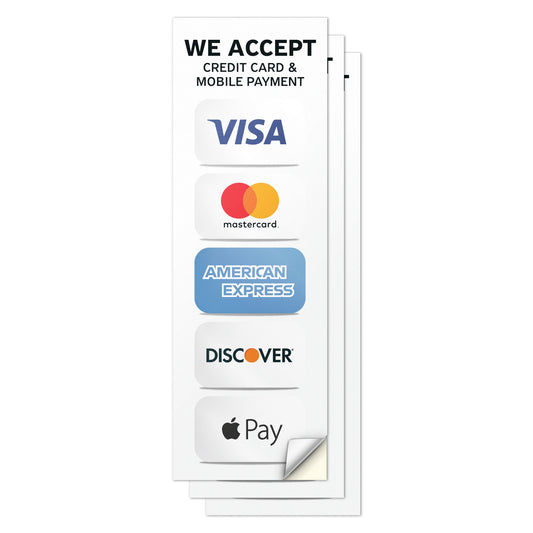 3 x 9in Payment Sticker: We Accept Credit Cards & Mobile Pay Decal