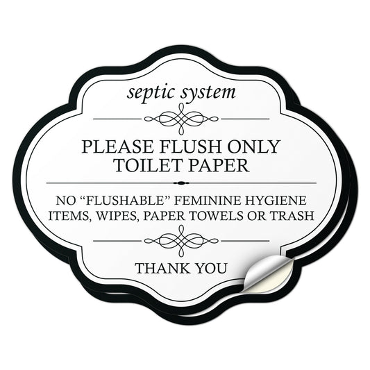 5 x 4in Restroom Decal: Flush Only Toilet Paper Reminder Sticker