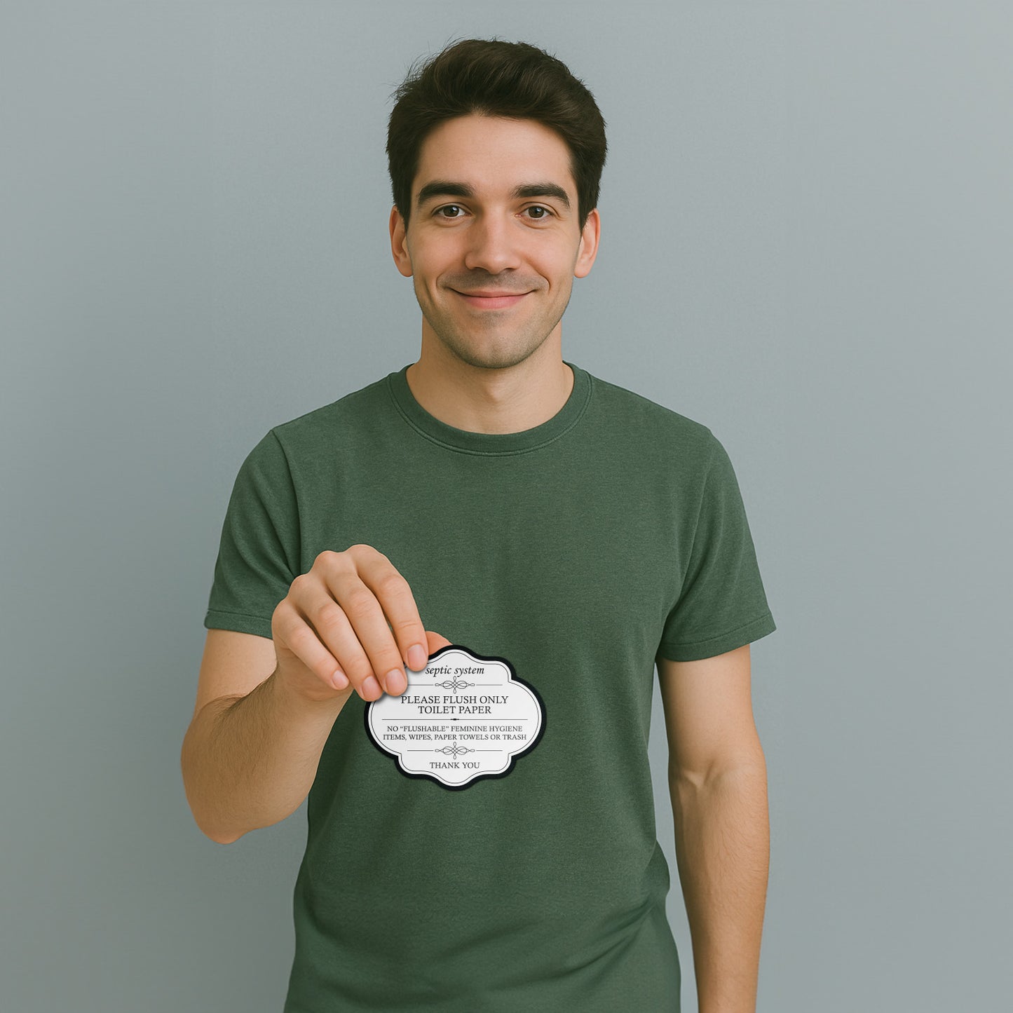 5 x 4in Restroom Decal: Flush Only Toilet Paper Reminder Sticker