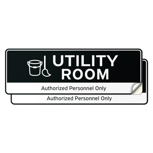 9 x 3in Door Label: Utility Room Authorized Personnel Only Sticker