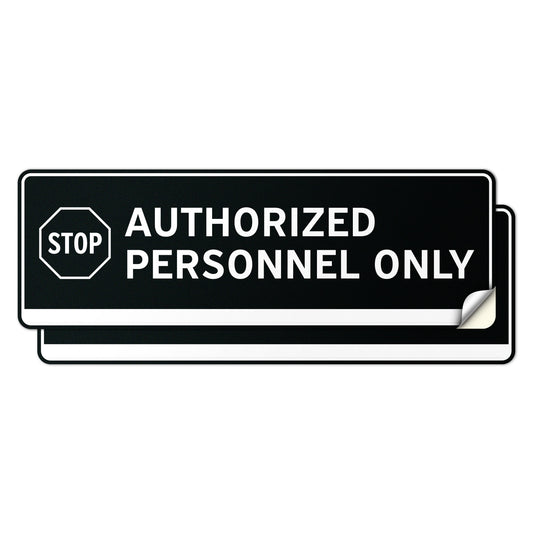 9 x 3in Door Label: Stop Authorized Personnel Only Sticker