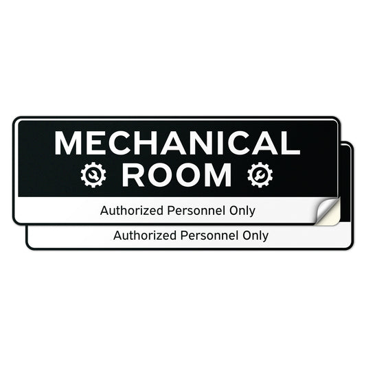 9 x 3in Door Sign: Mechanical Room Authorized Personnel Only Sticker