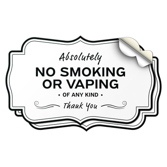 5 x 3in Vinyl Sticker: Absolutely No Smoking or Vaping Sign