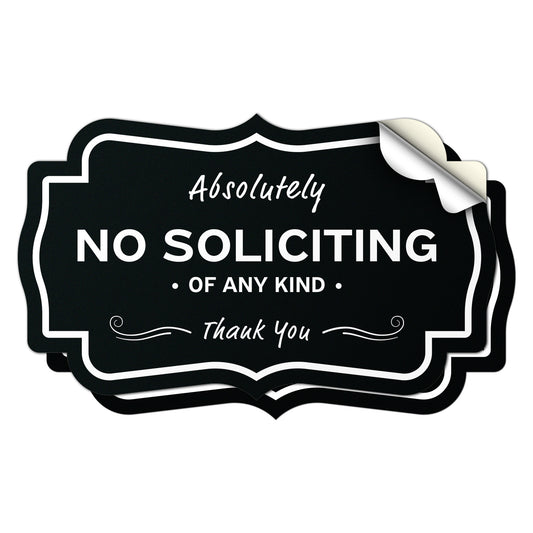 5 x 3in Warning Sticker: Absolutely No Soliciting Label
