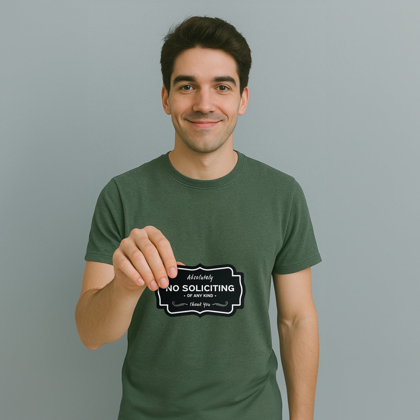 5 x 3in Warning Sticker: Absolutely No Soliciting Label