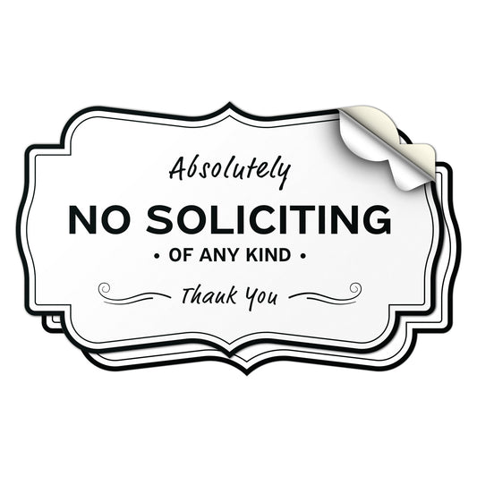 5 x 3in Policy Sticker: Absolutely No Soliciting Sign