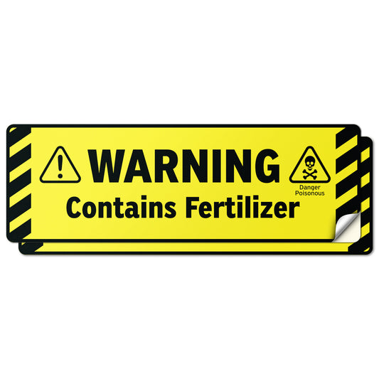 6 x 2in Warning Sticker: Contains Fertilizer Safety Label