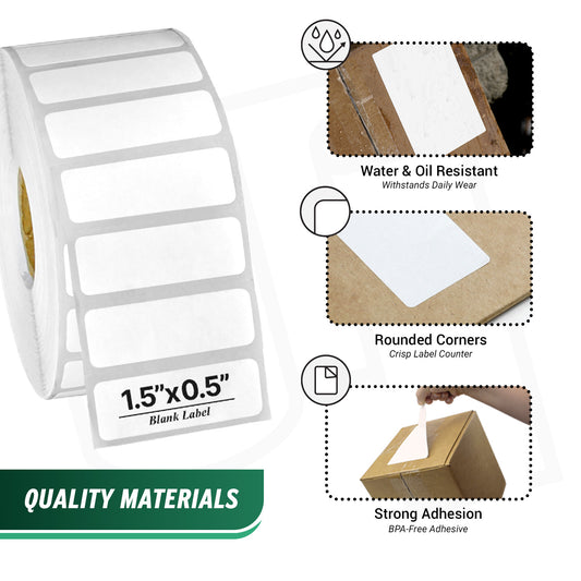 1.5 x 0.5in Direct Thermal Labels: Zebra Printer Compatible (37600 Total)