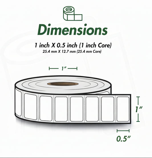 1 x 0.5in Blank Label: Direct Thermal (1 inch Core)