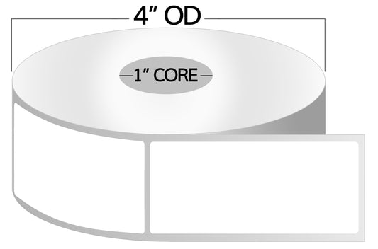 1 x 2in Blank Label: Direct Thermal Permanent Adhesive (1 inch Core)
