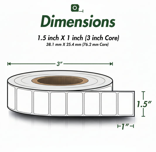 1.5 x 1in Blank Label: Direct Thermal (3 inch Core)
