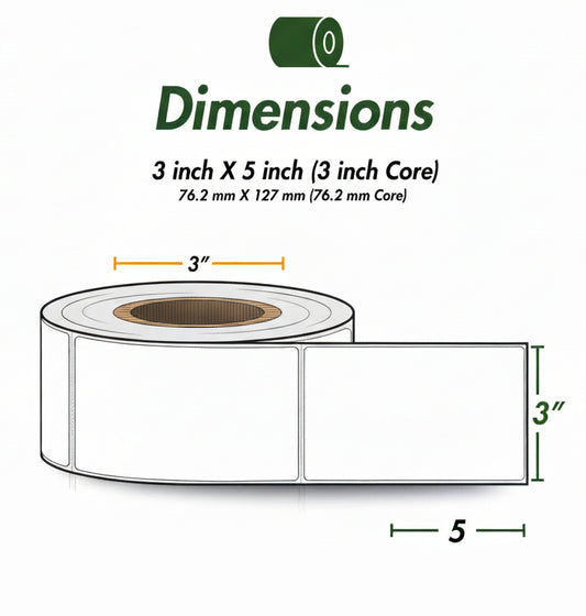 3 x 5in Blank Label: Direct Thermal (3 inch Core)