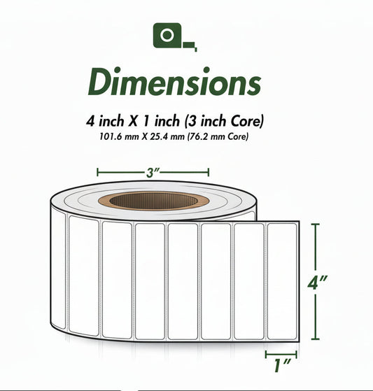 4 x 1in Blank Label: Direct Thermal (3 inch Core)