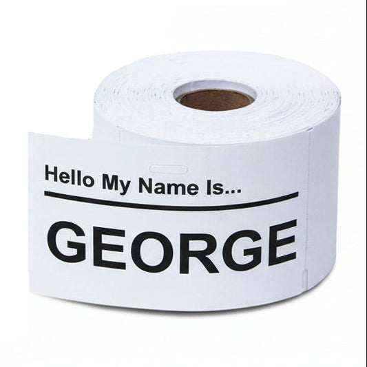 2.25 x 4in Permanent Adhesive Name Badge Labels: Dymo Compatible 30857 Bright White