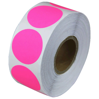 0.5 inch Round Stickers: Color Coded Fluorescent Pink Dot Label