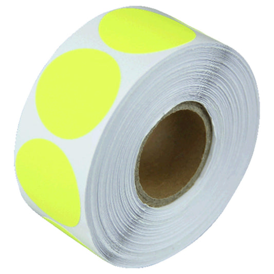 0.5 inch Round Stickers: Color Coded Fluorescent Yellow Dot Label