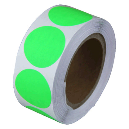 0.75 inch Round Stickers: Color Coded Fluorescent Green Dot Label