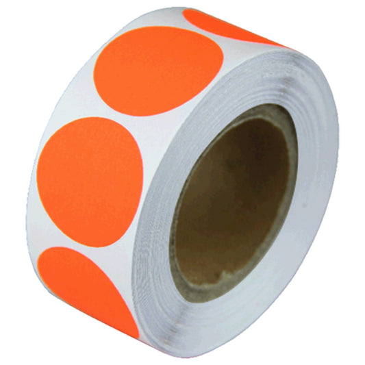 0.75 inch Round Stickers: Color Coded Fluorescent Red Dot Label
