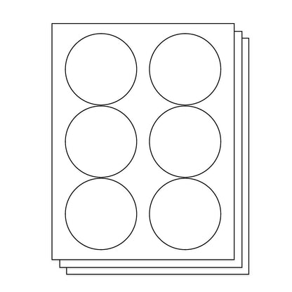 3.33 inch Circle Labels: 6UP Blank, White Matte (6 per Sheet)