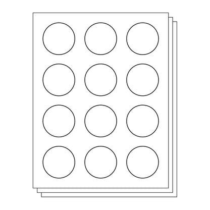 2 inch Circle Labels: 12UP Blank, White Matte (12 per Sheet)