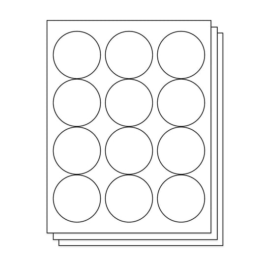 2.5 inch Circle Labels: 12UP Blank, White Matte (12 per Sheet)