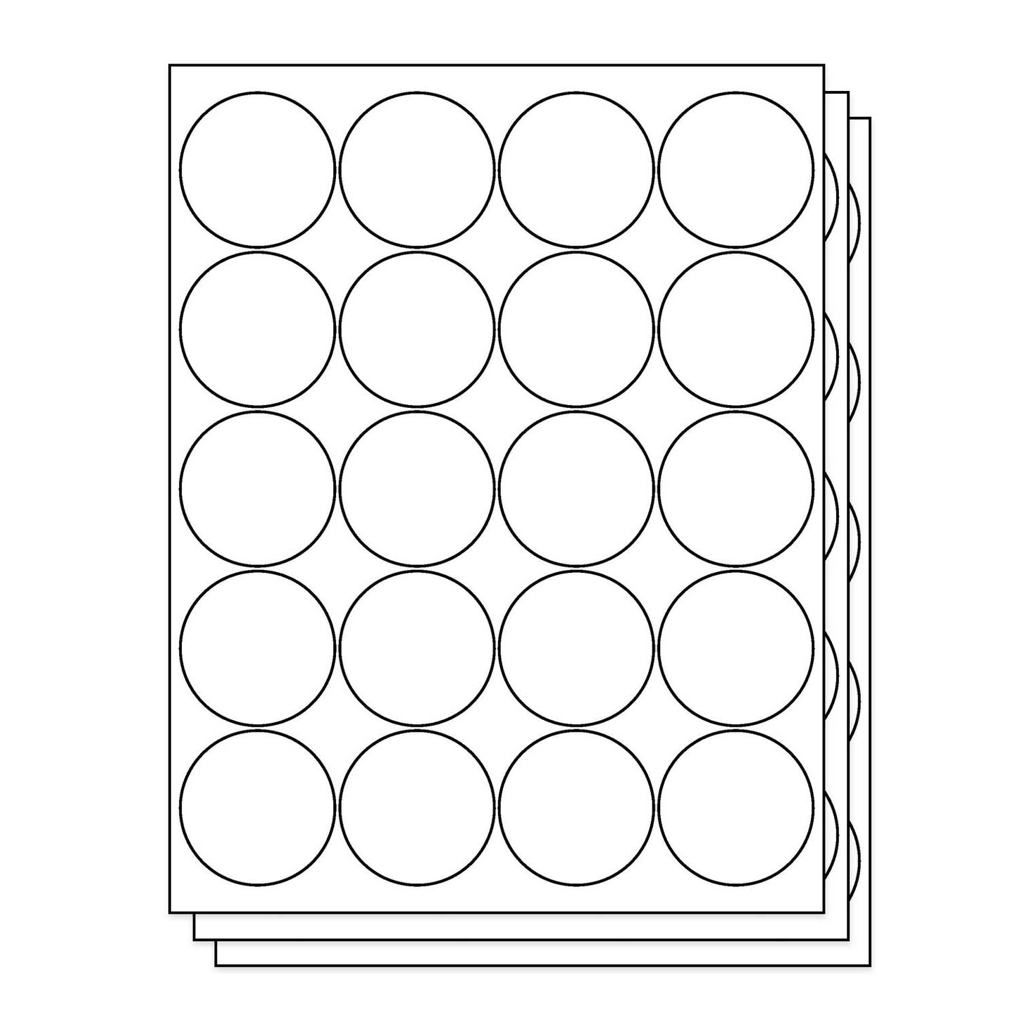 2 inch Circle Labels: 20UP Blank, White Matte (20 per Sheet)