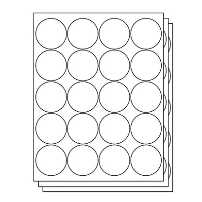 2 inch Circle Labels: 20UP Blank, White Matte (20 per Sheet)