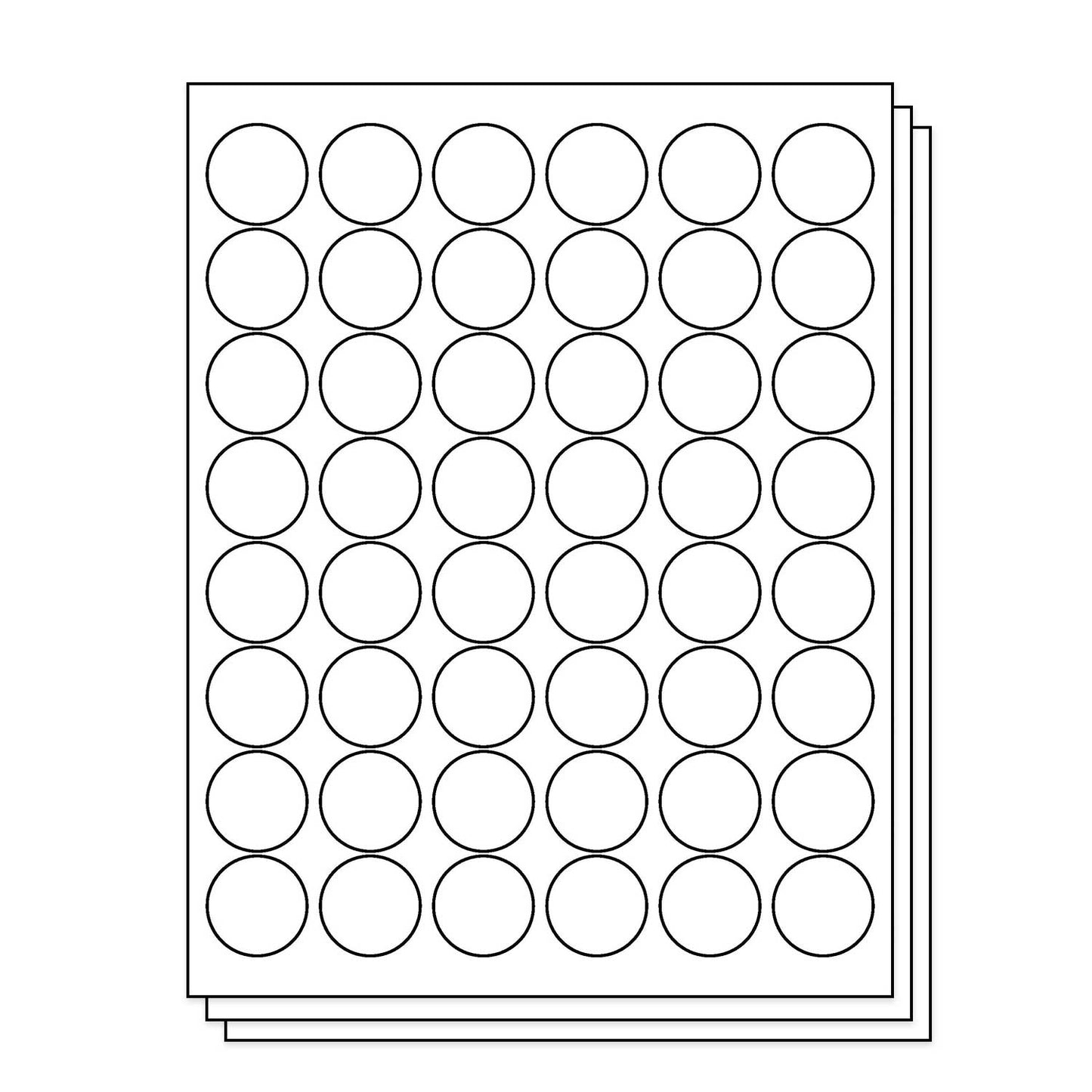 1.2 inch Circle Labels: 48UP Blank, White Matte (48 per Sheet)