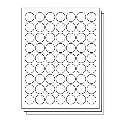 1 inch Circle Labels: 63UP Blank, White Matte (63 per Sheet)