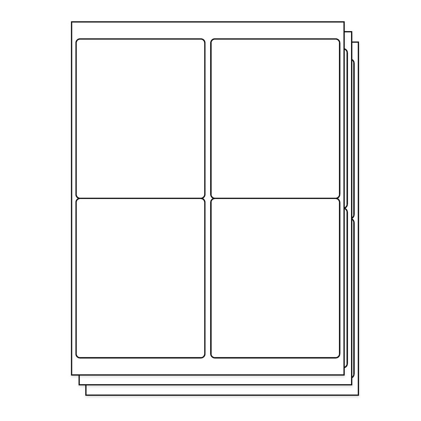 4 x 5in Rectangle Labels: 4UP Blank, White Matte (4 per Sheet)