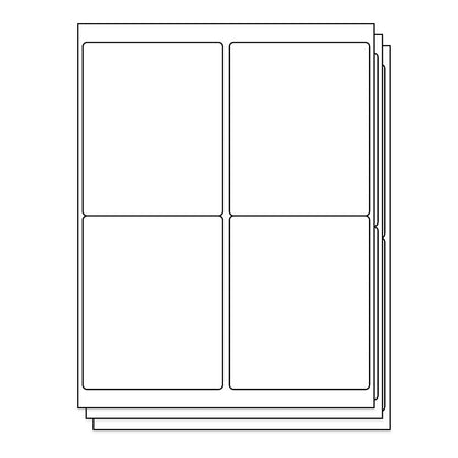 4 x 5in Rectangle Labels: 4UP Blank, White Matte (4 per Sheet)