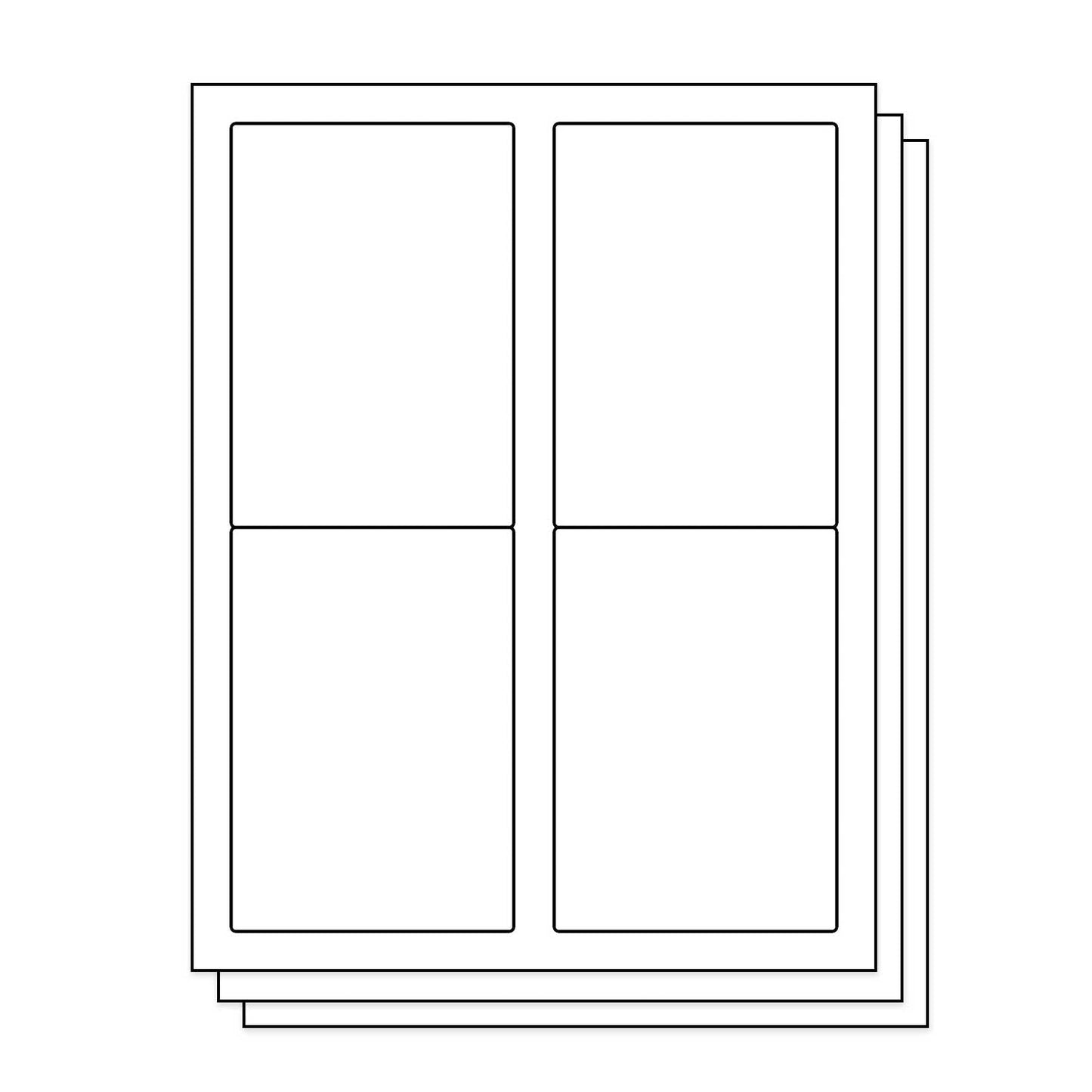 3.5 x 5 inch Rectangle Labels: 4UP Blank, White Matte (4 per Sheet)