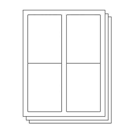 3.5 x 5 inch Rectangle Labels: 4UP Blank, White Matte (4 per Sheet)