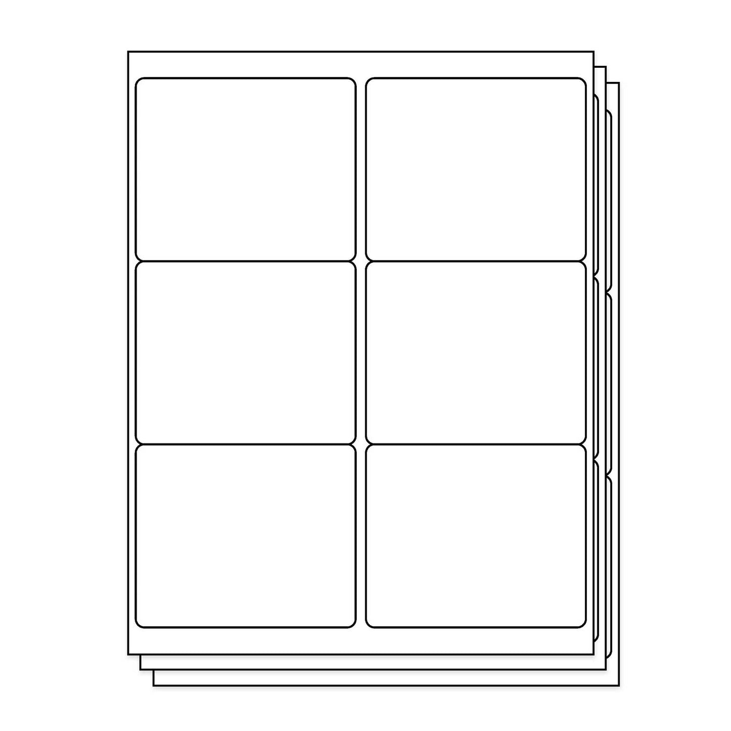 4 x 3.33in Rectangle Labels: 6UP Blank, White Matte (6 per Sheet)