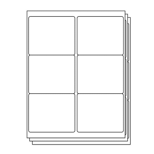 4 x 3.33in Rectangle Labels: 6UP Blank, White Matte (6 per Sheet)