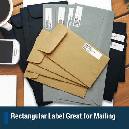 4 x 1.33 inch Rectangle Labels: 14UP Blank, White Matte (14 per Sheet)