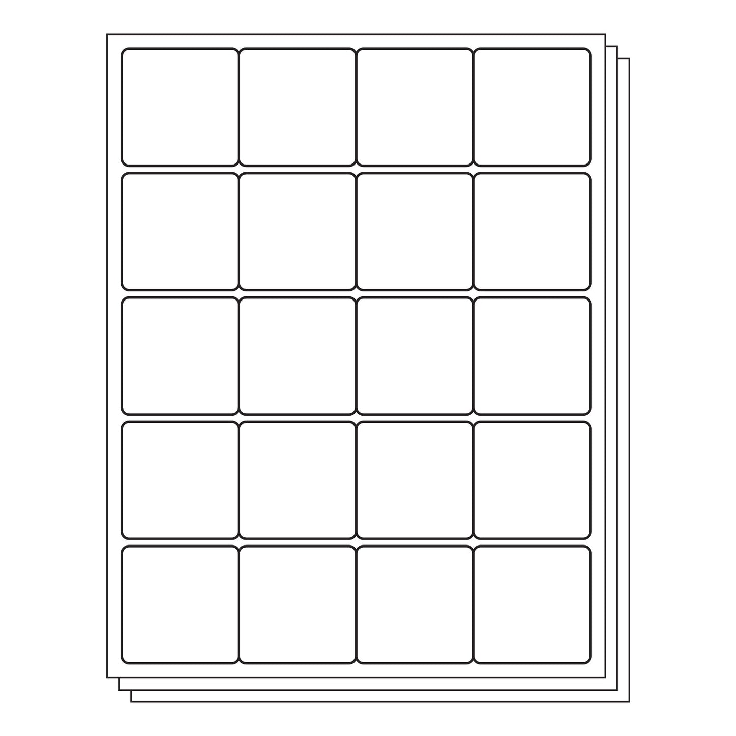 2 x 2in Rectangle Labels: 20UP Blank, White Matte (20 per Sheet)