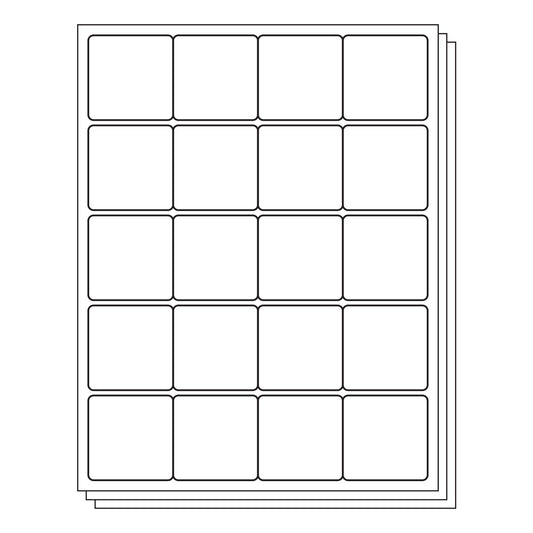 2 x 2in Rectangle Labels: 20UP Blank, White Matte (20 per Sheet)