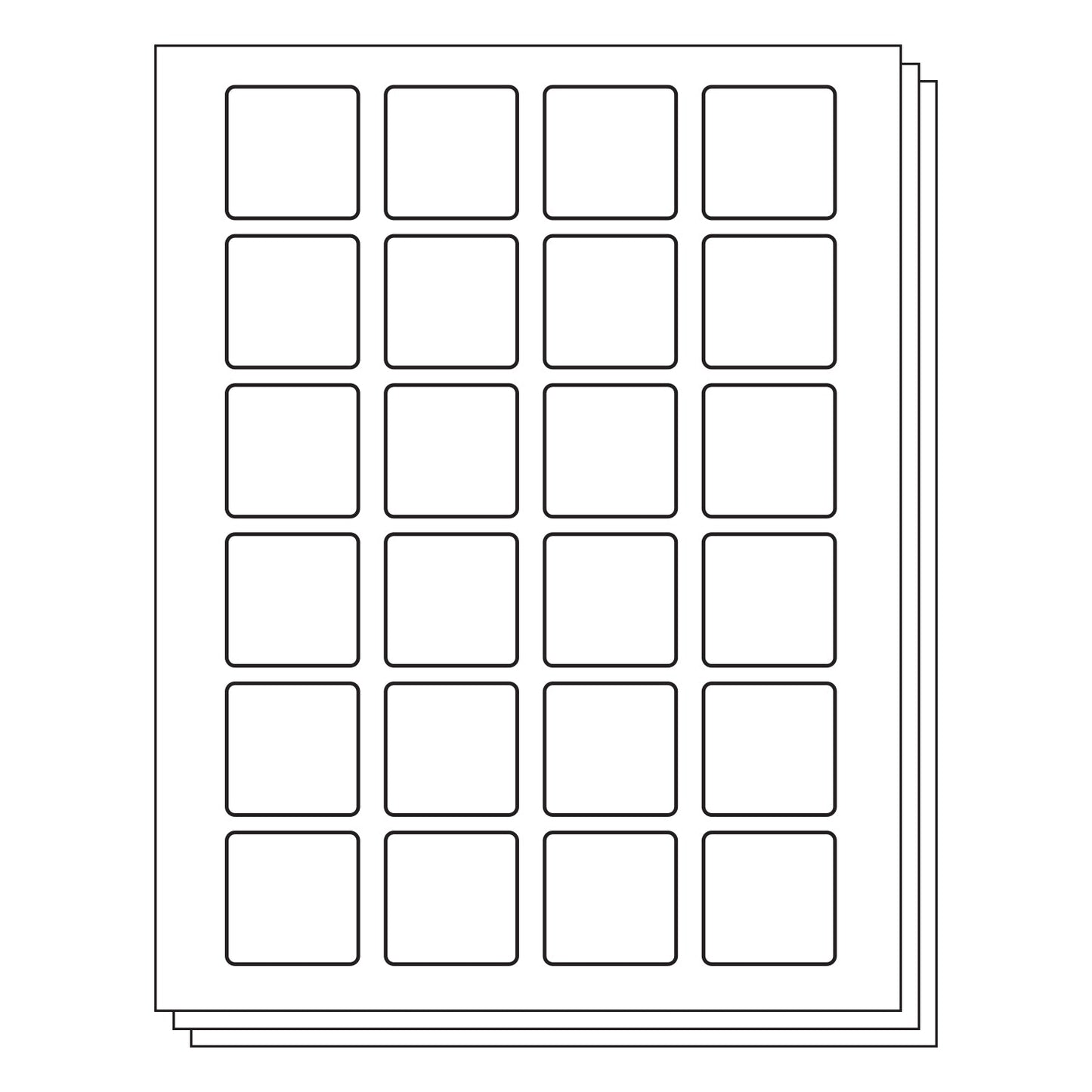 1.5 x 1.5 inch Rectangle Labels: 24UP Blank, White Matte (24 per Sheet)