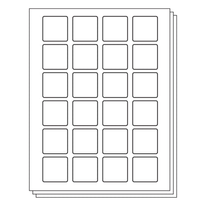 1.5 x 1.5 inch Rectangle Labels: 24UP Blank, White Matte (24 per Sheet)