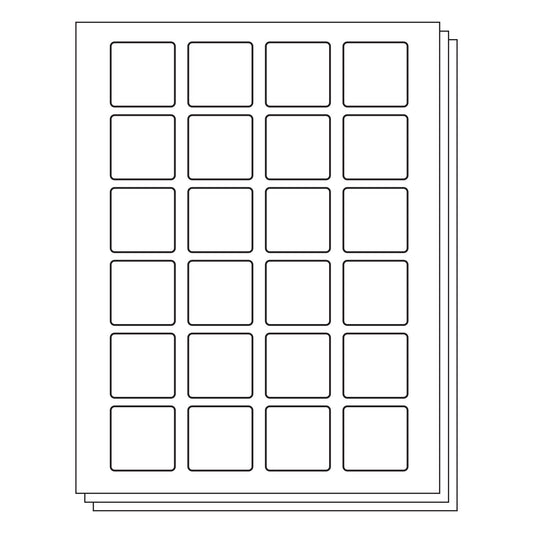 1.5 x 1.5 inch Rectangle Labels: 24UP Blank, White Matte (24 per Sheet)