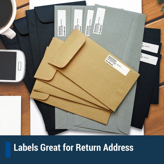 3.4375 x 0.65625 inch Rectangle Labels: 30UP Blank, White Matte (30 per Sheet)