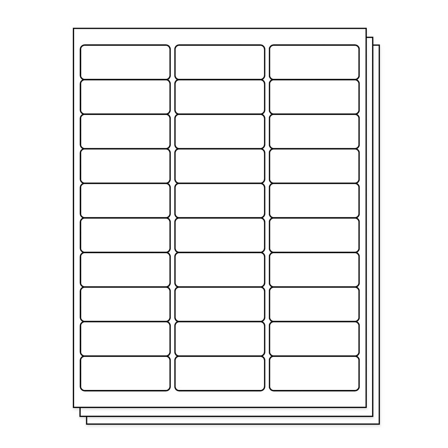 2.625 x 1 inch Rectangle Labels: 30UP Blank, White Matte (30 per Sheet)