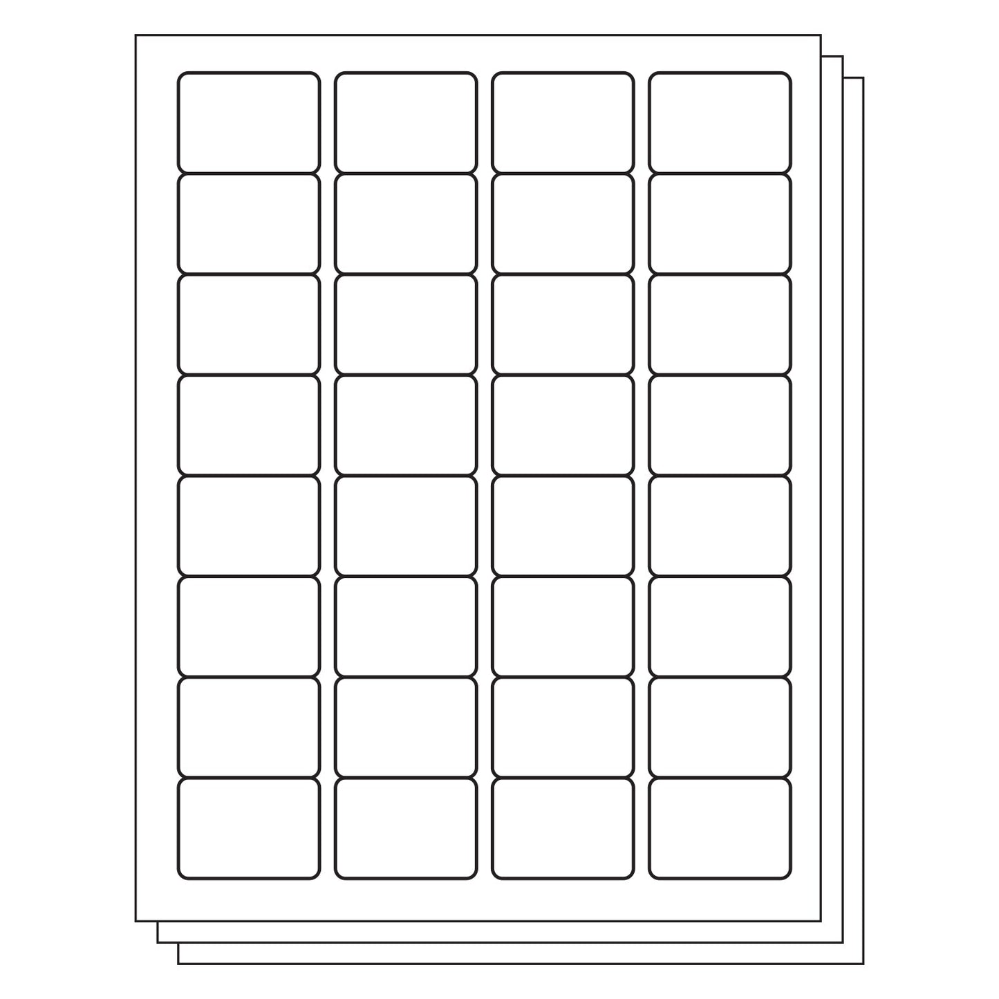 1.75 x 1.25 inch Rectangle Labels: 32UP Blank, White Matte (32 per Sheet)