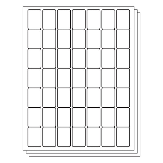 1 x 1.5 inch Rectangle Labels: 49UP Blank, White Matte (49 per Sheet)