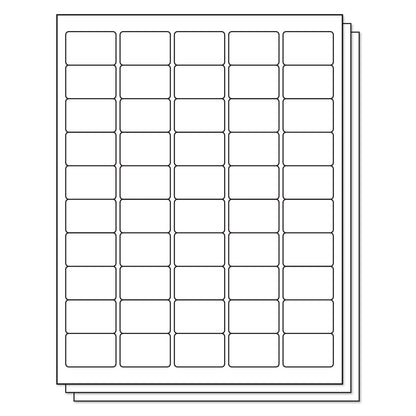 1 x 1.5 inch Rectangle Labels: 50UP Blank, White Matte (50 per Sheet)
